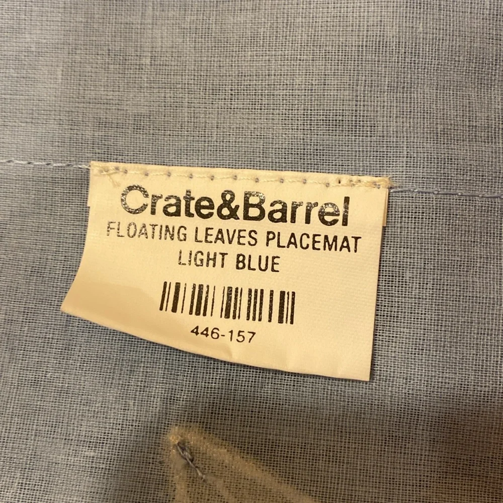 Crate&Barrel Floating Leaves light blue placemats